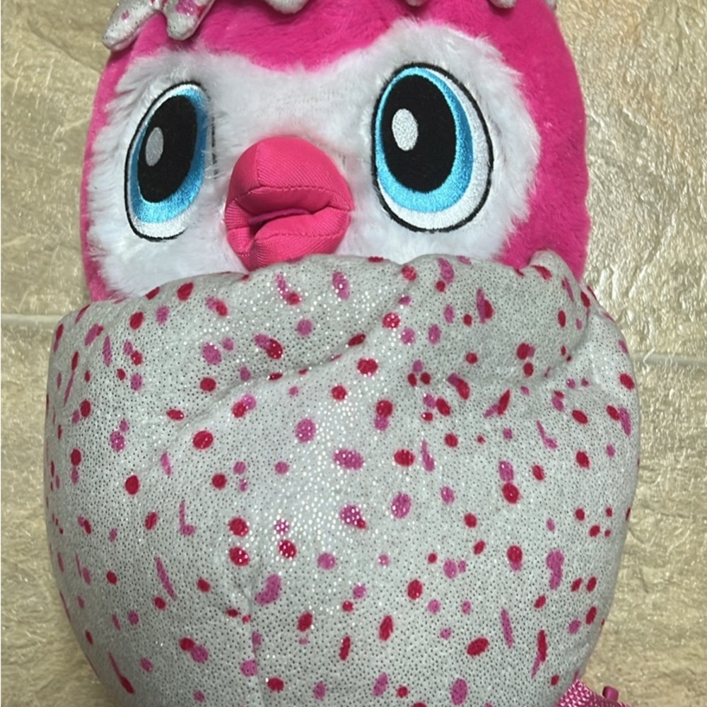 Pink and White Polka Dot Plush Owl Bag